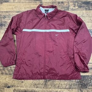 Nike Windbreaker Jacket Burgundy Silver Stripe Lightweight M 8 10